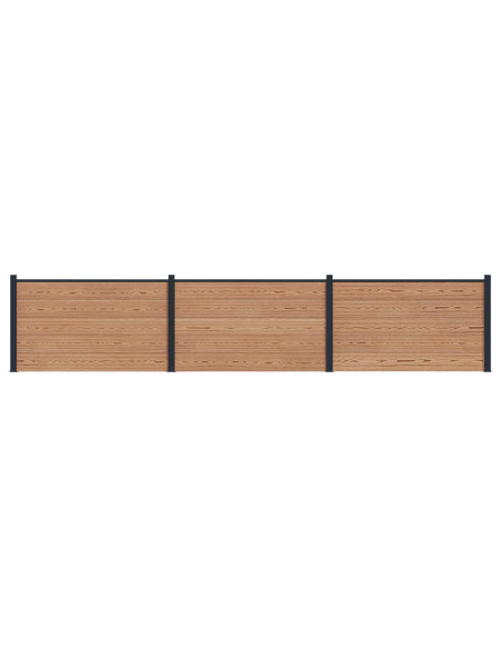 Pannello di Recinzione 3 pcs WPC e Alluminio Marrone