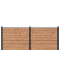 Pannello di Recinzione 2 pcs WPC e Alluminio Marrone