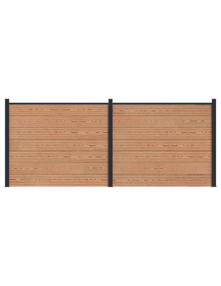 Pannello di Recinzione 2 pcs WPC e Alluminio Marrone
