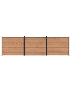 Pannello di Recinzione 3 pcs WPC e Alluminio Marrone