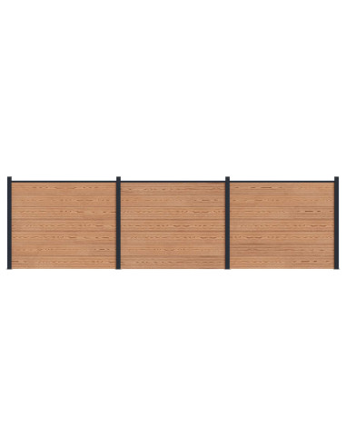 Pannello di Recinzione 3 pcs WPC e Alluminio Marrone