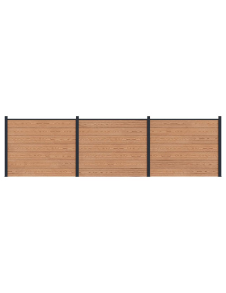 Pannello di Recinzione 3 pcs WPC e Alluminio Marrone
