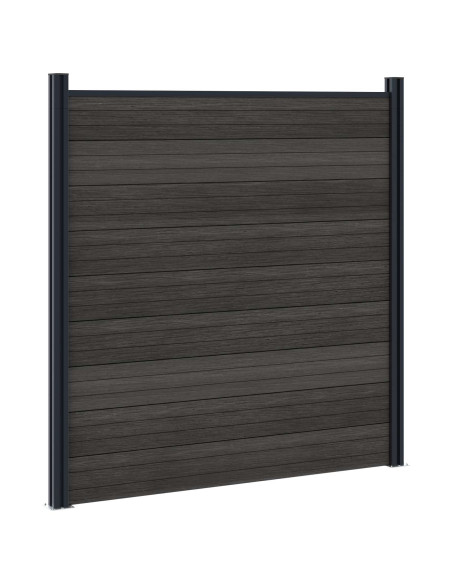 Pannello di Recinzione 2 pcs WPC e Alluminio Nero