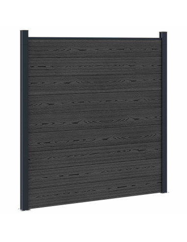 Pannello di Recinzione 3 pcs WPC e Alluminio Nero