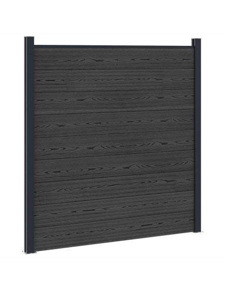 Pannello di Recinzione 7 pcs WPC e Alluminio Nero