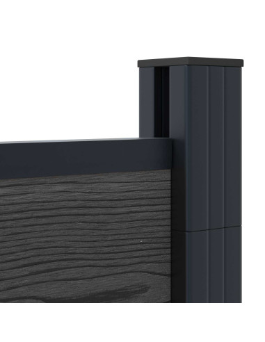 Pannello di Recinzione 7 pcs WPC e Alluminio Nero