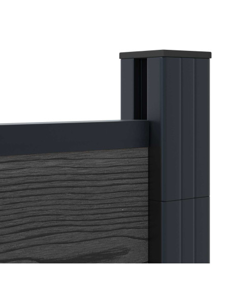 Pannello di Recinzione 10 pcs WPC e Alluminio Nero