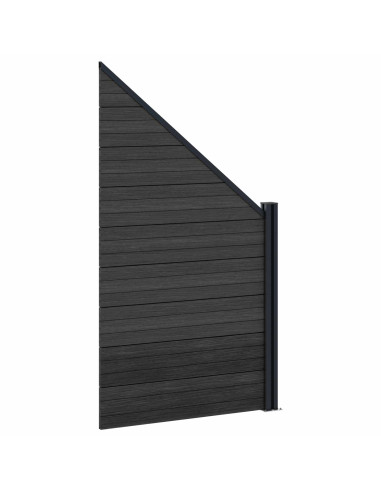 Pannello di Recinzione 7 pcs WPC e Alluminio Nero