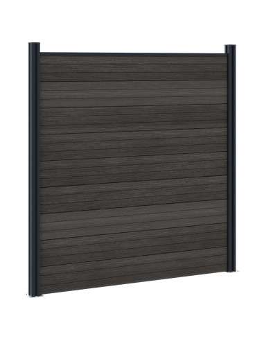 Pannello di Recinzione 11 pcs WPC e Alluminio Nero
