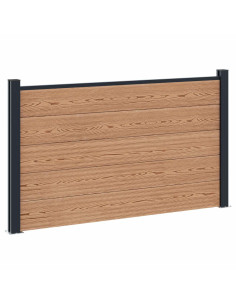 Pannello di Recinzione 3 pcs WPC e Alluminio Marrone 2