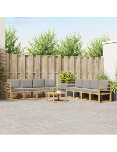 Set di divani da esterno 9 pcs Bianco e Grigio Chiaro