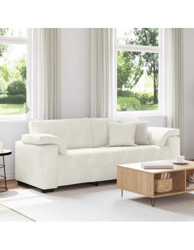 Divano a 3 Posti Crema 220x77x82 cm in Velluto