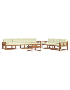Set di divani da esterno con cuscino 8 pcs Naturale e Crema 2