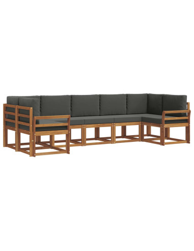 Set di divani da esterno con cuscino 7 pcs Naturale e Antracite
