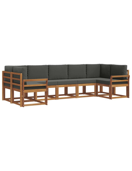 Set di divani da esterno con cuscino 7 pcs Naturale e Antracite