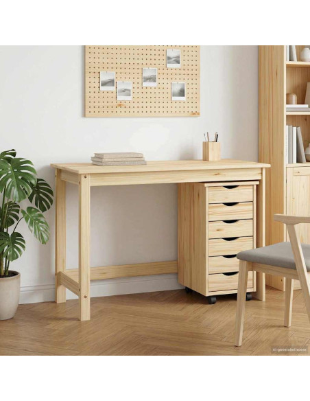 Set scrivania e mobiletto su ruote MOSS 2 pcs Marrone