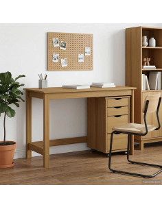 Set scrivania e mobiletto su ruote MOSS 2 pcs Marrone Miele