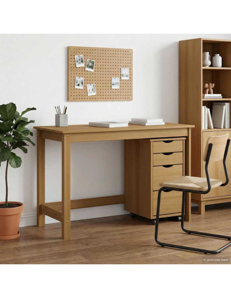 Set scrivania e mobiletto su ruote MOSS 2 pcs Marrone Miele