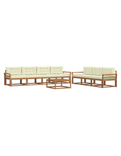 Set di divani da esterno con cuscino 8 pcs Naturale e Crema 2
