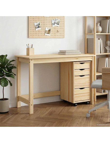 Set scrivania e mobiletto su ruote MOSS 2 pcs Marrone