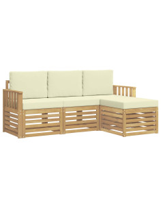Set di divani da esterno 4 pcs Bianco e Crema 2