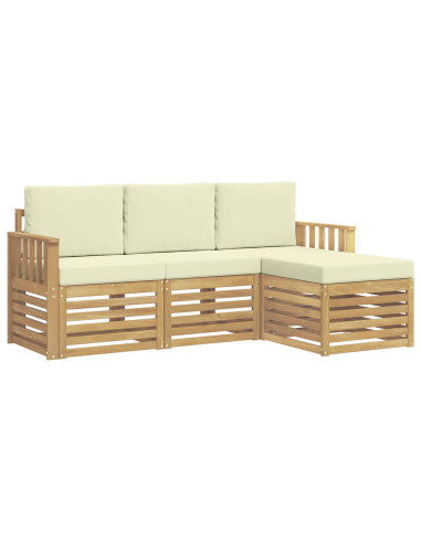 Set di divani da esterno 4 pcs Bianco e Crema