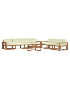Set di divani da esterno con cuscino 8 pcs Naturale e Crema 2
