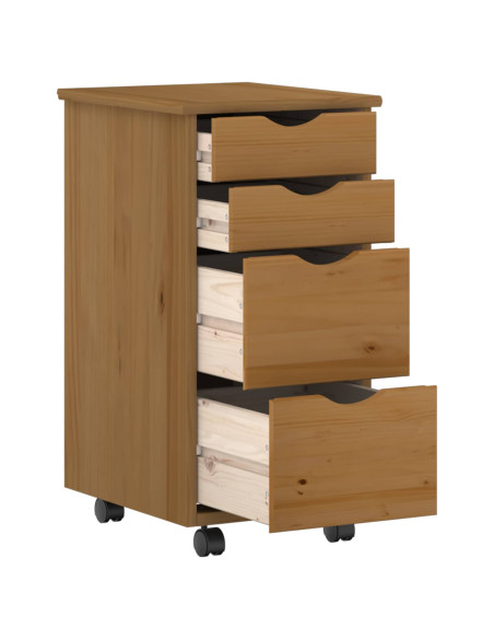 Set scrivania e mobiletto su ruote MOSS 2 pcs Marrone Miele