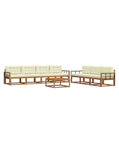 Set di divani da esterno con cuscino 8 pcs Naturale e Crema 2