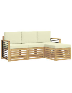 Set di divani da esterno 4 pcs Bianco e Crema 2