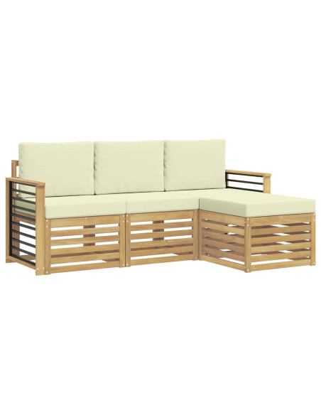 Set di divani da esterno 4 pcs Bianco e Crema