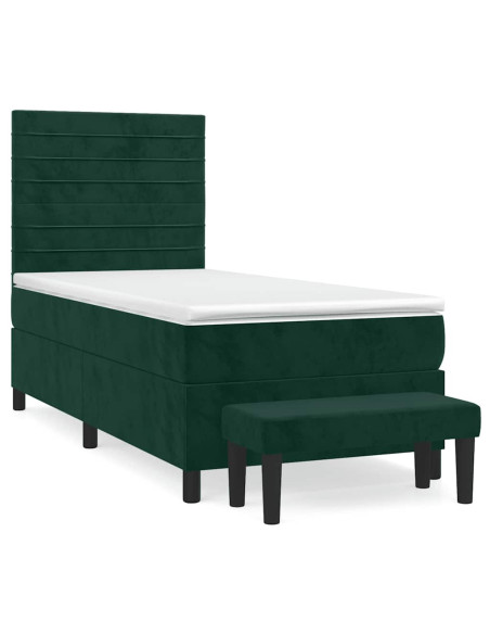 Giroletto a Molle con Materasso Verde Scuro 90x190 cm Velluto