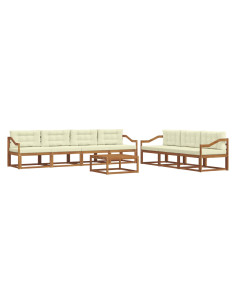 Set di divani da esterno con cuscino 8 pcs Naturale e Crema 2