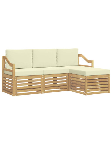 Set di divani da esterno 4 pcs Bianco e Crema