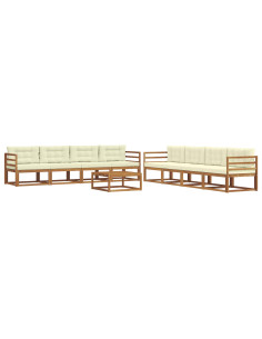 Set di divani da esterno con cuscino 9 pcs Naturale e Crema 2