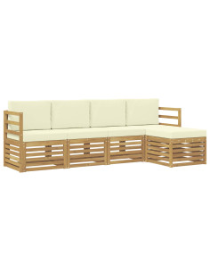 Set di divani da esterno 5 pcs Bianco e Crema 2