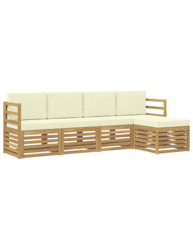 Set di divani da esterno 5 pcs Bianco e Crema