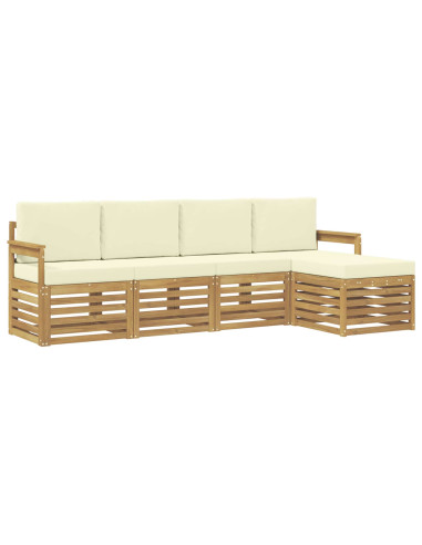 Set di divani da esterno 5 pcs Bianco e Crema