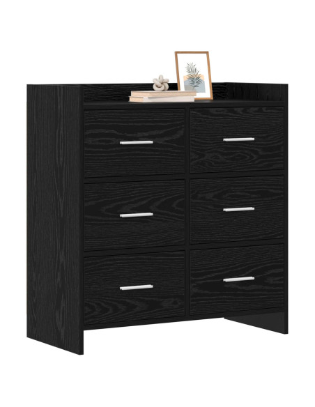 Credenza Rovere Nero 75 x 33 x 80 cm Legno ingegnerizzato