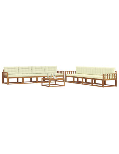 Set di divani da esterno con cuscino 9 pcs Naturale e Crema 2