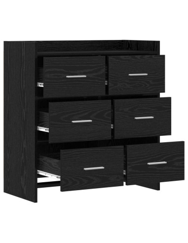 Credenza Rovere Nero 75 x 33 x 80 cm Legno ingegnerizzato
