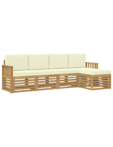 Set di divani da esterno 5 pcs Bianco e Crema