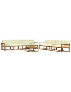 Set di divani da esterno con cuscino 9 pcs Naturale e Crema 2