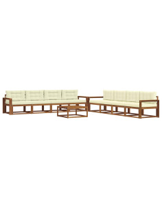 Set di divani da esterno con cuscino 9 pcs Naturale e Crema 2
