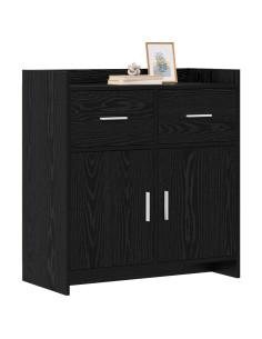 Credenza Rovere Nero 75 x 36 x 80 cm Legno ingegnerizzato 2