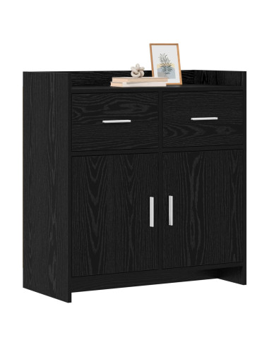Credenza Rovere Nero 75 x 36 x 80 cm Legno ingegnerizzato