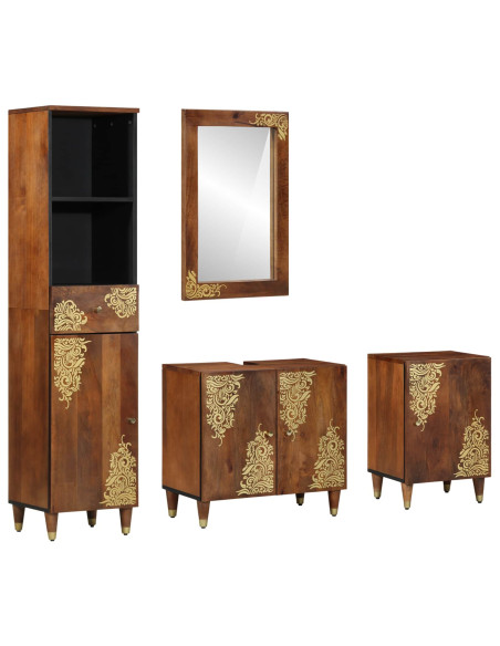 Set di Armadi da Bagno con cassetto 4 pcs Marrone miele