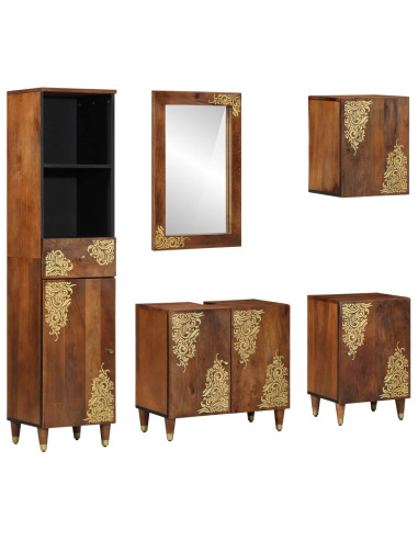 Set di Armadi da Bagno con cassetto 5 pcs Marrone miele