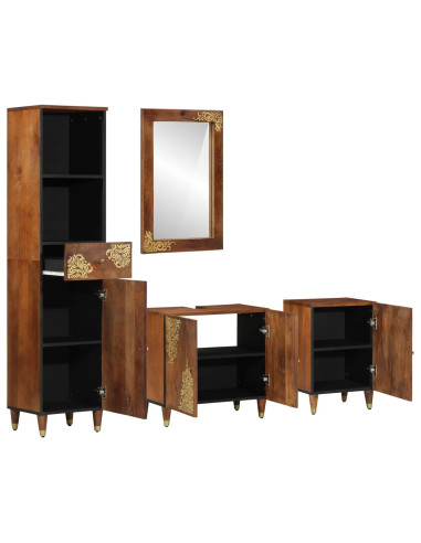 Set di Armadi da Bagno con cassetto 4 pcs Marrone miele