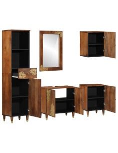 Set di Armadi da Bagno con cassetto 5 pcs Marrone miele 2